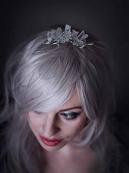 Elvee mini silver crown with quartz points