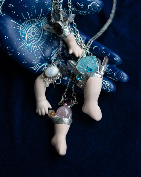 Tattoo dolls arms crystal pendants