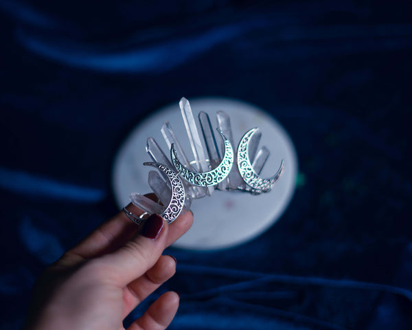Moon Cult mini silver crown with quartz points