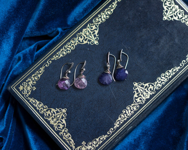 Farrah Silver Amethyst / Lapis lazuli earrings