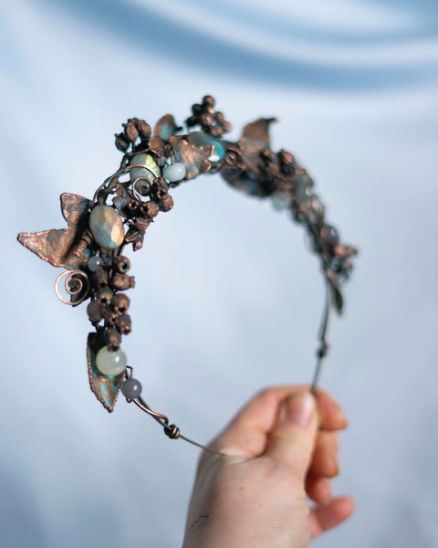 Copper Ivy crystal crown with labradorite
