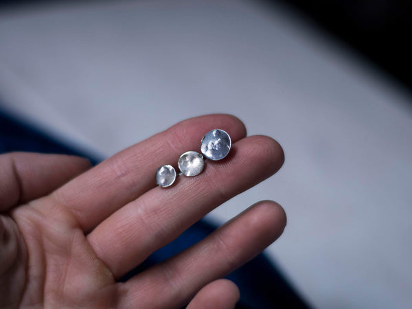 Moon silver stud earrings