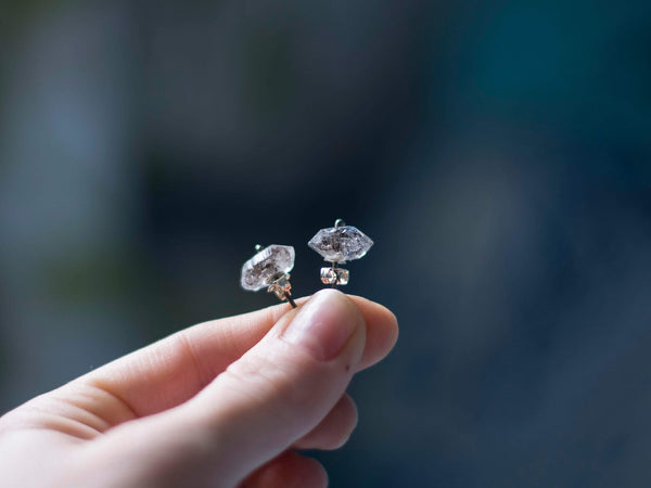 Gravity Minimal studs desert diamond sterling silver earrings