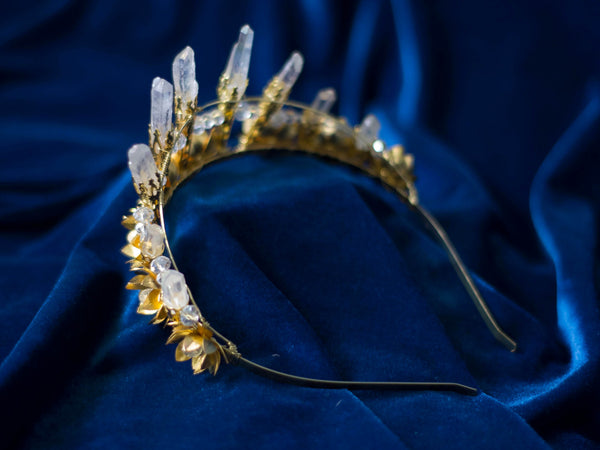 Golden Lotus Aura quartz crown