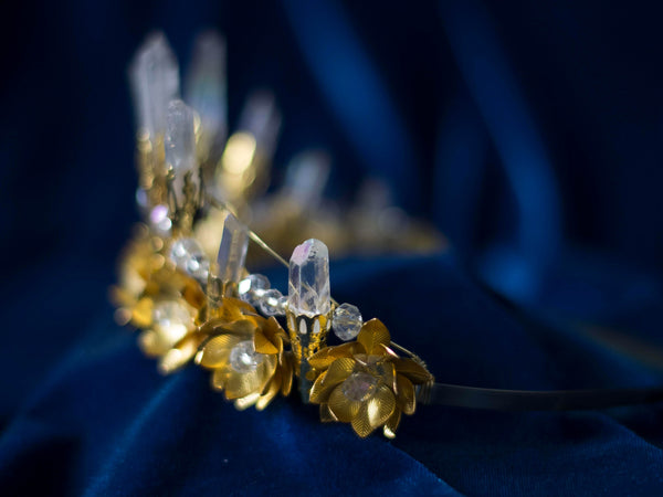 Golden Lotus Aura quartz crown