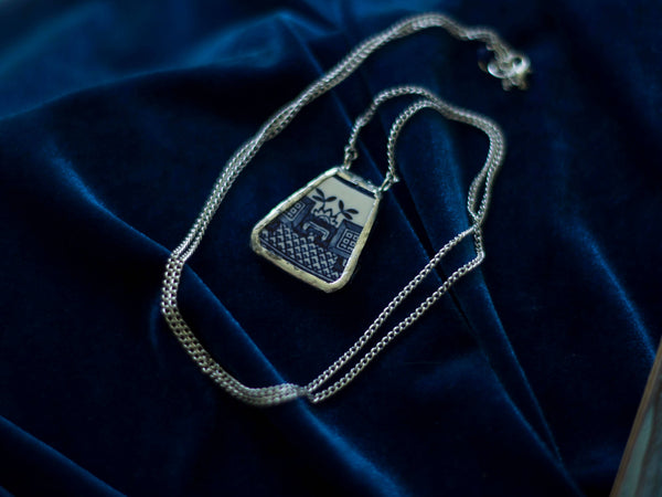 Měili small vintage Bone china upcycled pendant