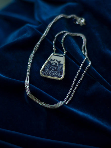 Měili small vintage Bone china upcycled pendant