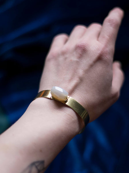 Summer Brass cuff bracelet with gemstone