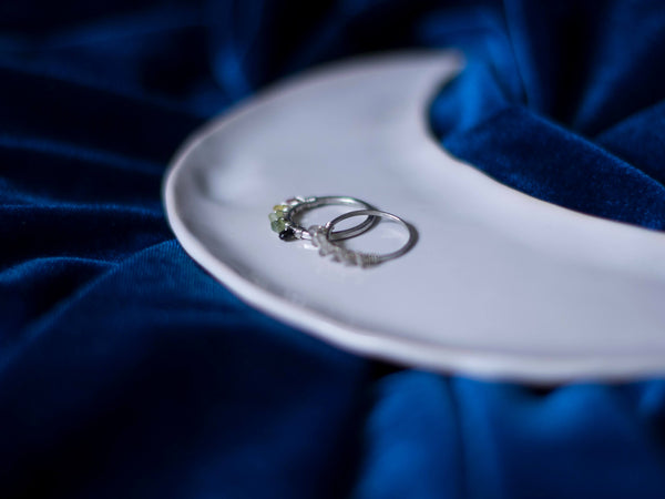 Beads'n'crystals silver minimal ring with Tourmaline or Smokey Quartz