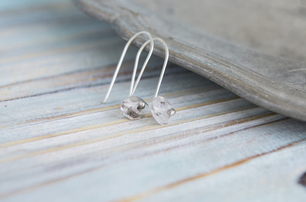 Singylarity Minimal Herkimer diamond sterling silver earrings - MoonDome - 1