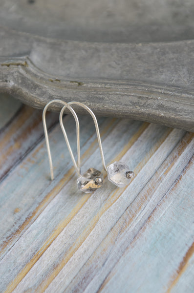 Singylarity Minimal Herkimer diamond sterling silver earrings - MoonDome - 3