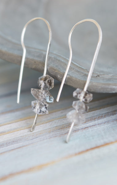 Trinity Minimal Herkimer diamond sterling silver earrings - MoonDome - 4