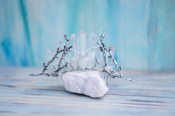 Elvee mini silver crown with quartz points - MoonDome - 1