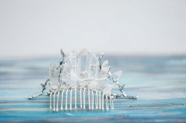 Elvee mini silver crown with quartz points - MoonDome - 2