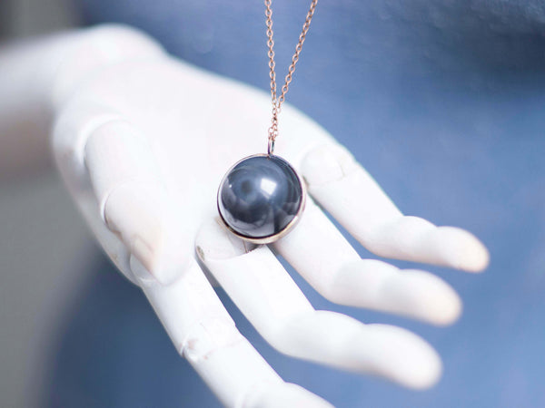 LaLuna Orb Crystal Globe pendant in Black obsidian, Tiger eye and Lapis Lazuli - MoonDome - 7